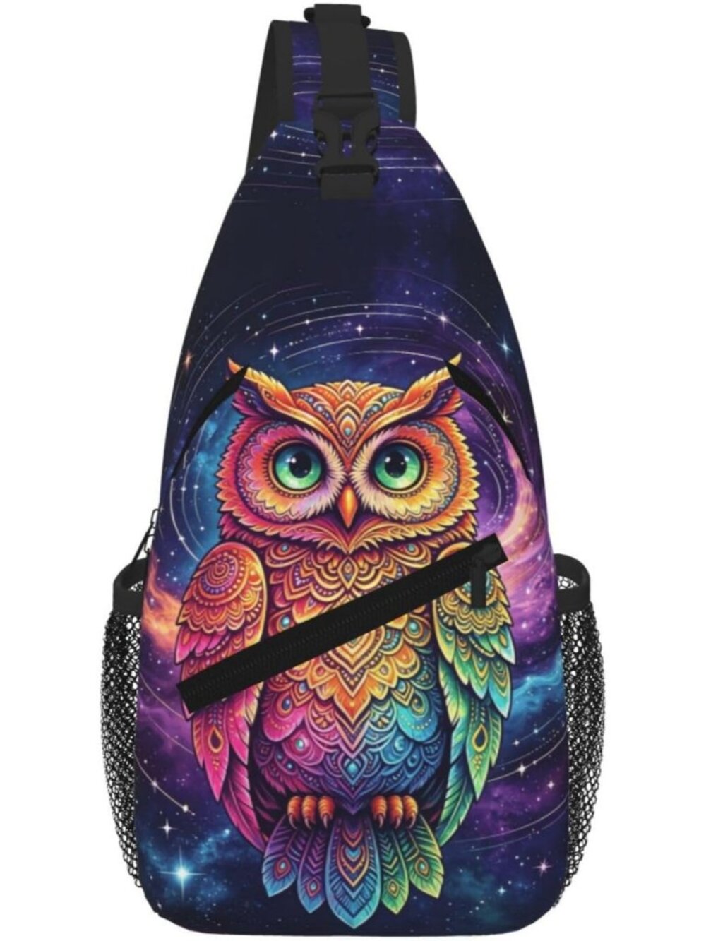 Unisex Blue Owl Skull Gothic Chest Fanny Hiking Travel Crossbody Daypack Bag